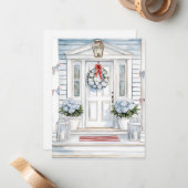 Carte De Correspondance Aquarelle Porte patriotique été (Devant/Arrière en situation)