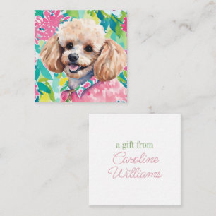 Carte De Correspondance Aquarelle Preppy Palm Beach Poodle Chien Cadeau