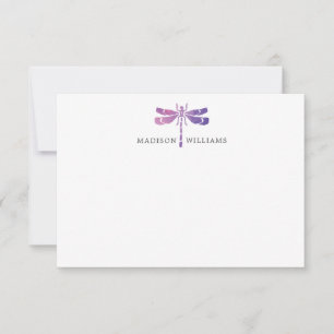 Carte De Correspondance Aquarelle Purple Dragonfly Personnalisée