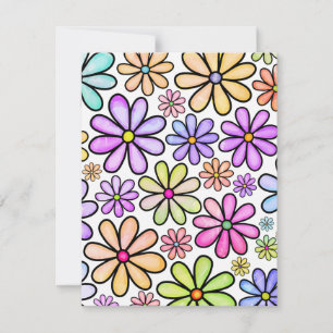 Carte De Correspondance Aquarelle Rainbow Doodle Motif Fleur marguerite