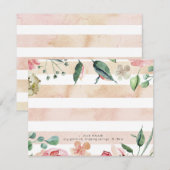Carte De Correspondance aquarelle rayures ressort floraison (Devant / Derrière)