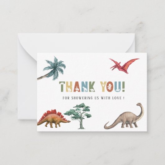 Carte De Correspondance Aquarelle Roar Chomp Stomp AnniversaireCarte de no (Devant)