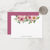 Carte De Correspondance Aquarelle rose Chic Floral Petit (Devant/Arrière en situation)