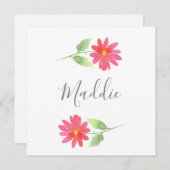 Carte De Correspondance Aquarelle rose corail (Devant / Derrière)