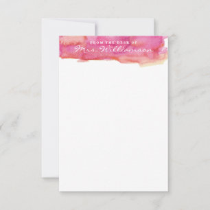Carte De Correspondance Aquarelle rose et jaune chaud