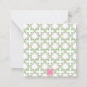Carte De Correspondance Aquarelle rose et vert Noël Monogramme Crest (Dos)