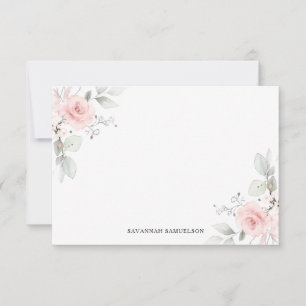 Carte De Correspondance Aquarelle rose Fleur Roses personnels Vide