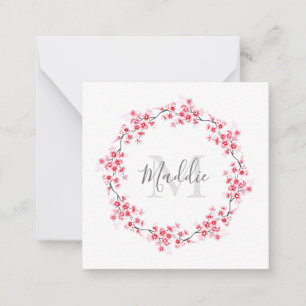 Carte De Correspondance Aquarelle rose fleurs couronnes