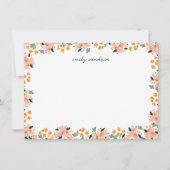 Carte De Correspondance Aquarelle rose Jardin Floral Personnalisé (Devant)