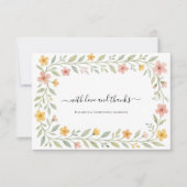 Carte De Correspondance Aquarelle rose jaune Merci Floral (Devant)