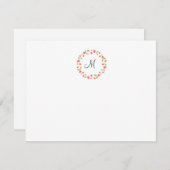 Carte De Correspondance Aquarelle rose Jaune Vert Fleur Courbe (Devant / Derrière)