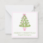 Carte De Correspondance Aquarelle rose Mahjong Arbre de Noël (Devant)