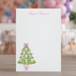 Carte De Correspondance Aquarelle rose Mahjong Arbre de Noël personnalisé