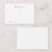 Carte De Correspondance Aquarelle rose Merci rayé (Devant / Derrière)