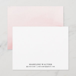 Carte De Correspondance Aquarelle rose Nom Monogramme Appartement personna
