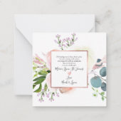 Carte De Correspondance Aquarelle rose pâle Peonies Merci bébé (Dos)