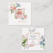 Carte De Correspondance Aquarelle rose pâle Peonies Merci bébé (Devant / Derrière)