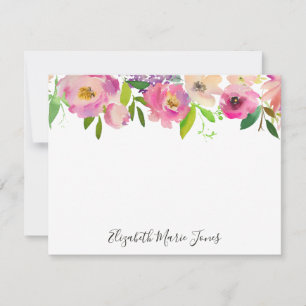 Carte De Correspondance Aquarelle rose pastel florale moderne
