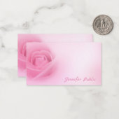 Carte De Correspondance Aquarelle rose rose manuscrite Nom du script Chic (Devant/Arrière en situation)