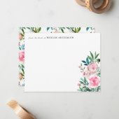 Carte De Correspondance Aquarelle Rose rose poitrine fille (Devant/Arrière en situation)