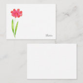 Carte De Correspondance Aquarelle rose rouge (Devant / Derrière)