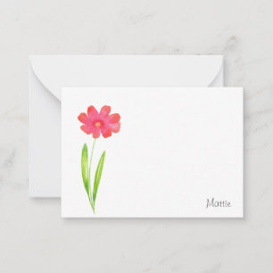 Carte De Correspondance Aquarelle rose rouge