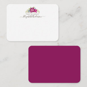 Carte De Correspondance Aquarelle rose-violet personnalisée Florale