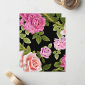 Carte De Correspondance Aquarelle Roses 20 (Devant/Arrière en situation)