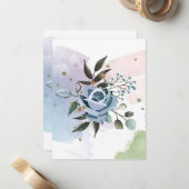 Carte De Correspondance Aquarelle Roses 5 (Devant/Arrière en situation)