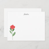 Carte De Correspondance Aquarelle rouge Fleur Abstraite (Devant / Derrière)