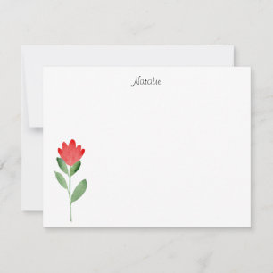 Carte De Correspondance Aquarelle rouge Fleur Abstraite
