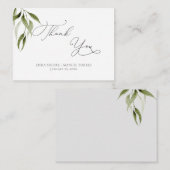 Carte De Correspondance Aquarelle Rustique Eucalyptus Merci vert (Devant / Derrière)