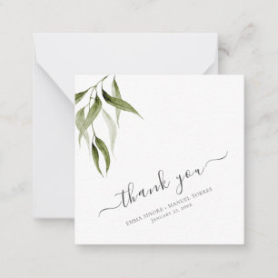 Carte De Correspondance Aquarelle Rustique Eucalyptus Merci vert