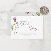 Carte De Correspondance Aquarelle Rustique Jardin Rose Merci (Devant/Arrière en situation)