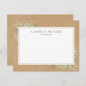 Carte De Correspondance Aquarelle rustique Verdure Professionnel (Devant / Derrière)