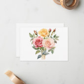 Carte De Correspondance Aquarelle simple et élégante Plat floral (Devant/Arrière en situation)