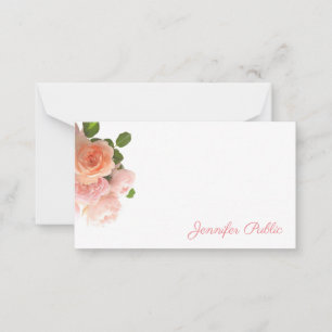 Carte De Correspondance Aquarelle tendance Rose Pastel couleurs manuscrite