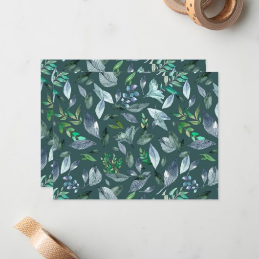 Carte De Correspondance Aquarelle tombée feuilles 5 (Devant/Arrière en situation)