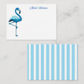 Carte De Correspondance Aquarelle tropicale Flamant rose bleu (Devant / Derrière)