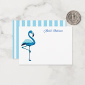 Carte De Correspondance Aquarelle tropicale Flamant rose bleu (Devant/Arrière en situation)