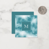 Carte De Correspondance Aquarelle turquoise Abstraite (Devant/Arrière en situation)
