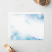 Carte De Correspondance Aquarelle Turquoise bleue Cadre Abstrait (Devant/Arrière en situation)