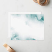 Carte De Correspondance Aquarelle Turquoise douce Cadre Abstrait (Devant/Arrière en situation)