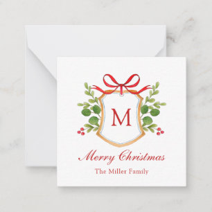 Carte De Correspondance Aquarelle Verdure Monogramme crête Noël