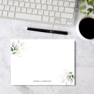 Carte De Correspondance Aquarelle Verdure Or Feuilles personnels Vide