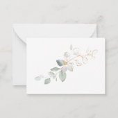 Carte De Correspondance Aquarelle vert & or feuillage Merci (Dos)