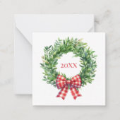 Carte De Correspondance Aquarelle Verte Avec Bow En vichy Rouge (Devant)