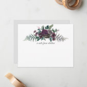 Carte De Correspondance Aquarelle verte de Burgundy Grey Monogramme floral (Devant/Arrière en situation)