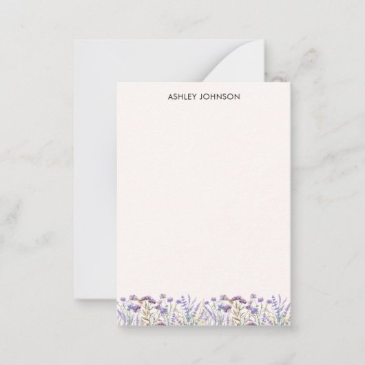 Carte De Correspondance Aquarelle violet Fleur sauvage Meadow (Devant)