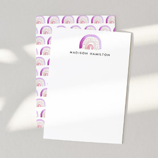 Carte De Correspondance Aquarelle violette Arc-en-ciel Papier à lettres pe